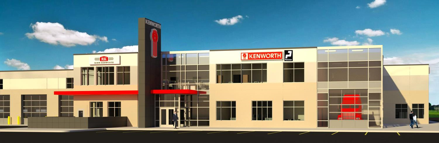 Architectural rendering of a new dealership.